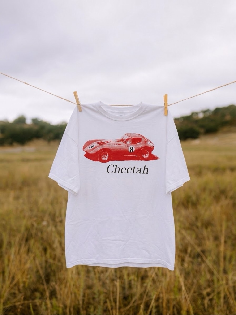 Vintage Hanes Beefy T Shirt Mens XL White Cheetah Car Graphic Double Sided Tee⁠